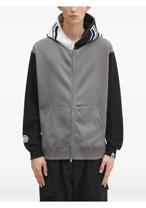 A BATHING APE® shark-print zip-up hoodie - Grey