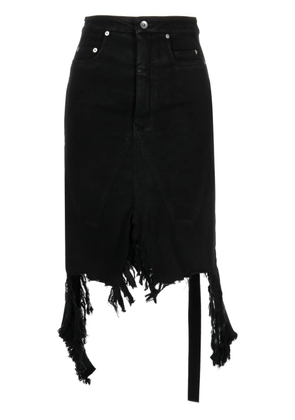 Rick Owens DRKSHDW distressed denim midi skirt - Black