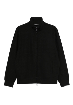 Emporio Armani textured zip-up sweatshirt - Black