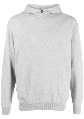 Malo buttoned-hood knit sweater - Grey