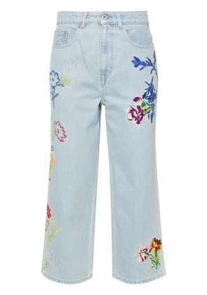 Kenzo Drawn Flowers mid-rise wide-leg jeans - Blue