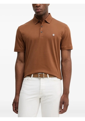 BOSS logo-plaque polo shirt - Brown