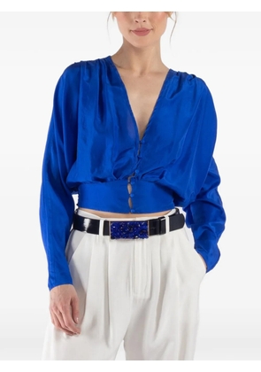 Forte Forte Habotai V-neck button silk shirt - Blue