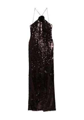 Magda Butrym halterneck sequinned dress - BROWN