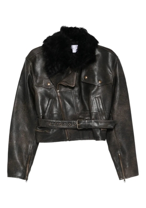 Alex Perry fur belted jacket - Brown