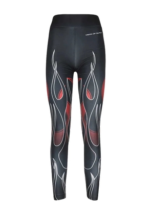 Vision Of Super flame-print leggings - Black