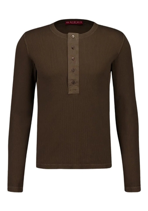Gucci ribbed Henley T-shirt - Brown