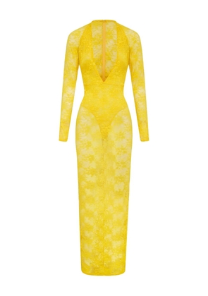 Alex Perry lace V-neck maxi dress - Yellow