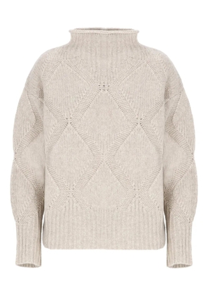 Kangra diamond-pattern roll-neck sweater - Neutrals