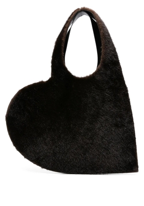 Coperni heart-shaped fur tote bag - Brown