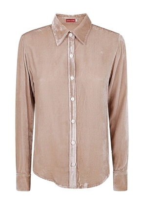 Bianco Levrin velvet button-down shirt - Neutrals