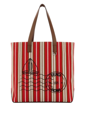 FENDI medium striped postage-stamp tote bag - Red
