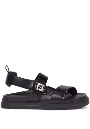 FENDI leather platform sandals - Black