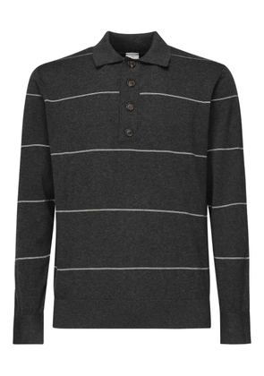 Eleventy striped long-sleeve polo shirt - Grey