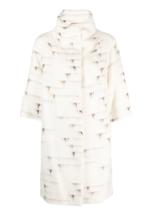 Peserico patterned-jacquard single-breasted coat - White