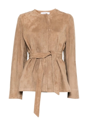 Max Mara belted suede leather jacket - Brown