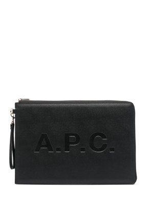 A.P.C. logo-print clutch bag - Black