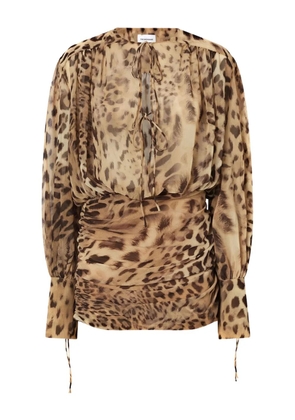 THE ANDAMANE lace-up animal-print mini dress - Brown