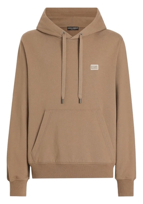 Dolce & Gabbana logo-plaque hoodie - Brown