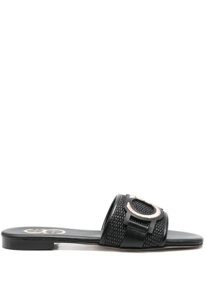 Casadei logo-patch sandals - Black