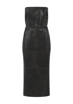 Alex Perry strapless split leather midi dress - Brown