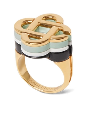 Casablanca enamel-detailed logo ring - Gold