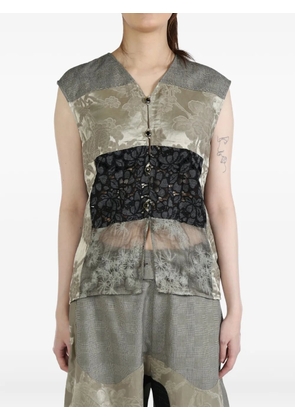 COMMUNS floral-embroidered button-up top - Grey