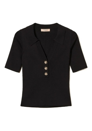 TWINSET jewel-button polo top - Black