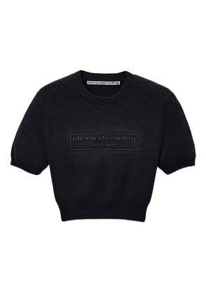 Alexander Wang logo-embossed short-sleeve knit top - Black