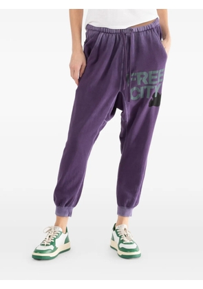 FreeCity drawstring lettering track pants - Purple