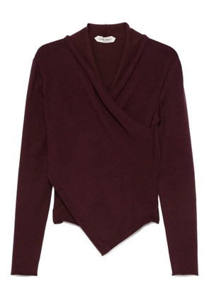 Alberta Ferretti asymmetric draped wool top - Purple