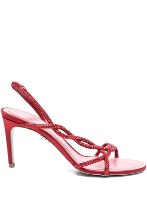 René Caovilla 85mm crystal-embellished slingback sandals - Red