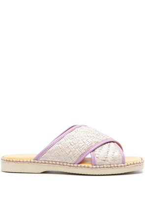 Hogan 660 interwoven-raffia slides - Purple