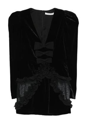 Alessandra Rich bow-detailed velvet mini dress - Black