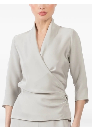 Peter Cohen three-quarter-sleeve wrap blouse - Grey