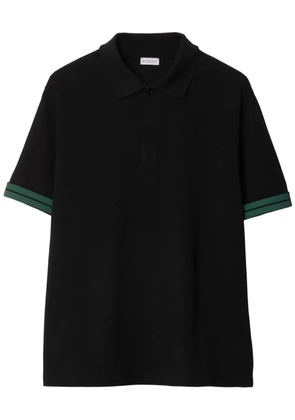 Burberry striped-cuffs polo shirt - Black