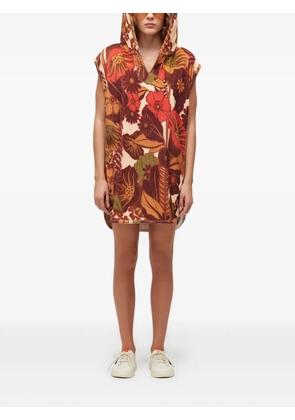 Osklen hooded floral dress - Brown