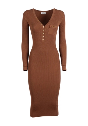 Elisabetta Franchi ribbed midi dress - Brown