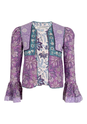 Alix of Bohemia floral ruffled-sleeves cropped jacket - Purple