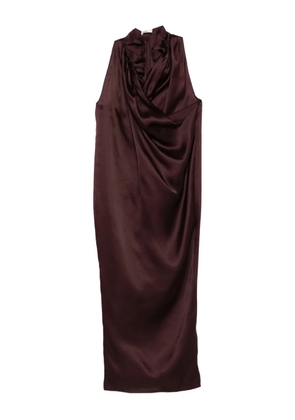 KHAITE draped-details cowl-neck maxi dress - Brown