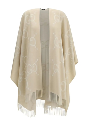 Gucci GG-pattern fringe cape - Neutrals