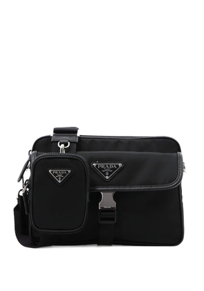 Prada logo-plaque messenger bag - Black