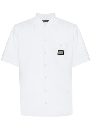 Dolce & Gabbana logo-tag cotton bowling shirt - White