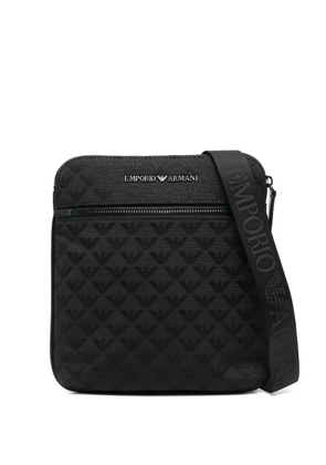 Emporio Armani logo-jacquard messenger bag - Black