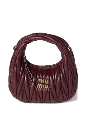 Miu Miu Wander matelassé nappa leather hobo mini-bag - Red