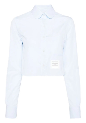 Thom Browne logo-patch cropped shirt - Blue
