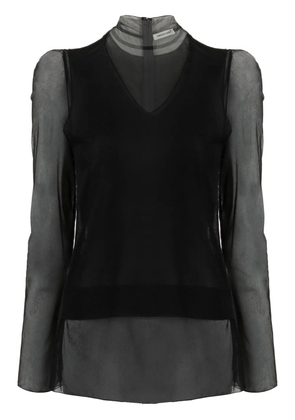 Undercover layered high-neck sheer top - Black