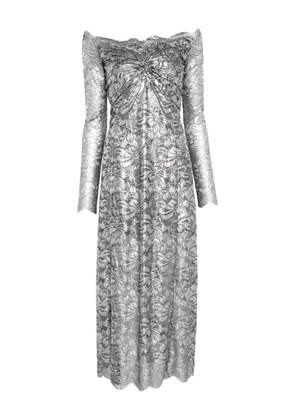 Rabanne floral off-the-shoulder maxi dress - Silver