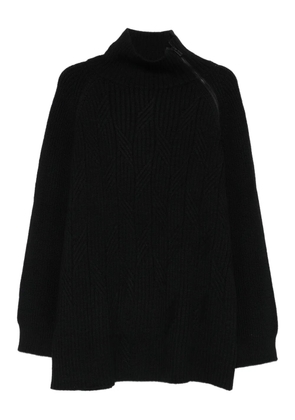 Yohji Yamamoto high-neck cable-knit sweater - Black
