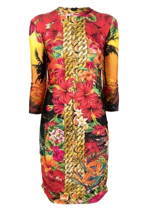 Philipp Plein Hawaii-print mock-neck dress - Red